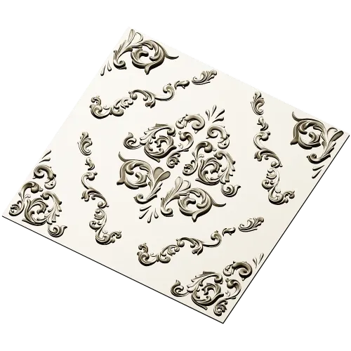 Baroque Square Rosette Panel - STL 3D Model for CNC Router