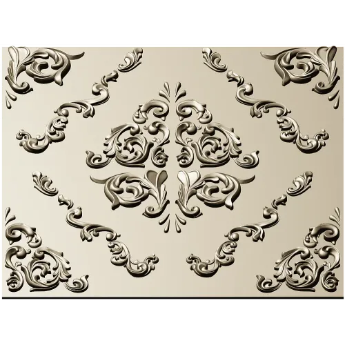 Baroque Square Rosette Panel - STL 3D Model for CNC Router
