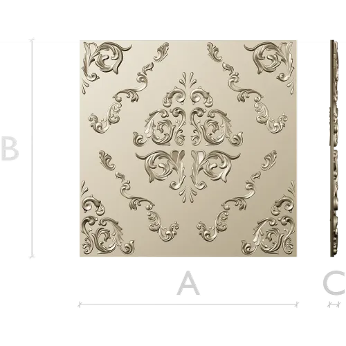 Baroque Square Rosette Panel - STL 3D Model for CNC Router