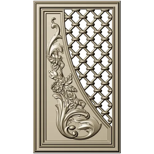 Baroque Lattice & Scroll Decorative Panel STL