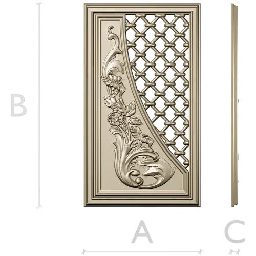 Baroque Lattice & Scroll Decorative Panel STL
