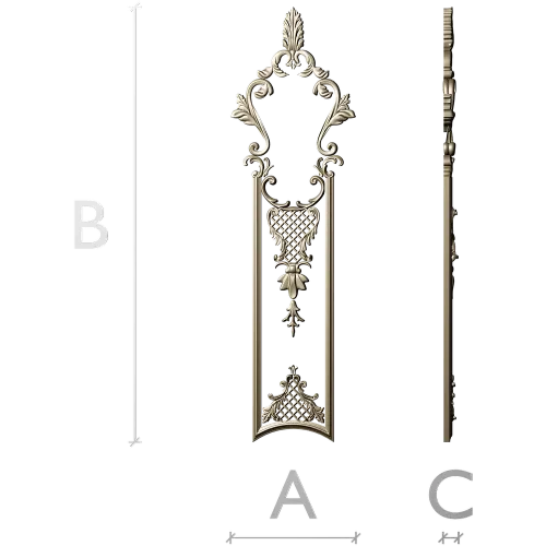 Filigree Acanthus Vertical Panel - STL 3D model for CNC