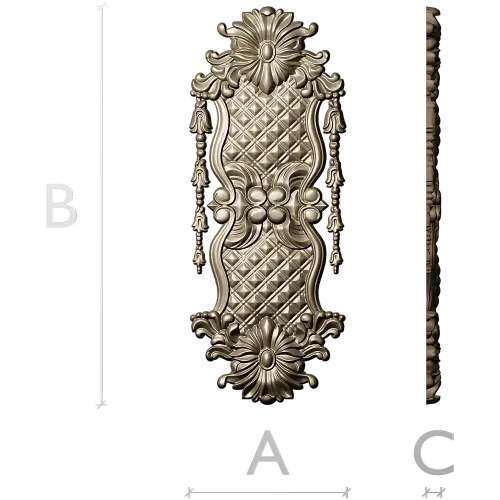 Rococo Quilted Vertical Decorative Panel STL for CNC