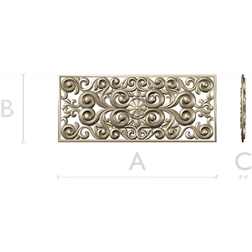 Baroque Floral Openwork Panel STL for CNC