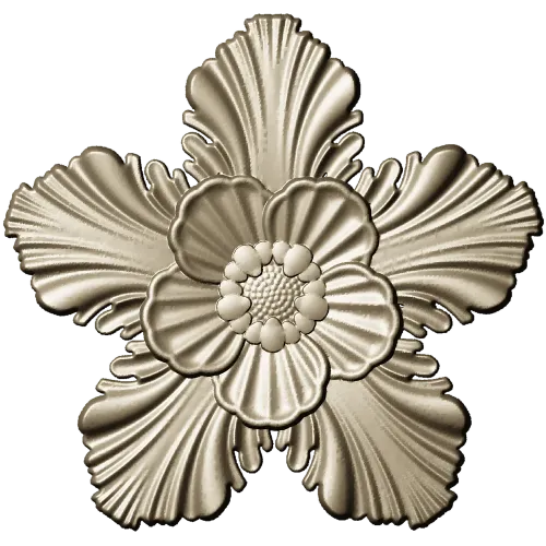 Five-Petal Floral Rosette STL for CNC Milling