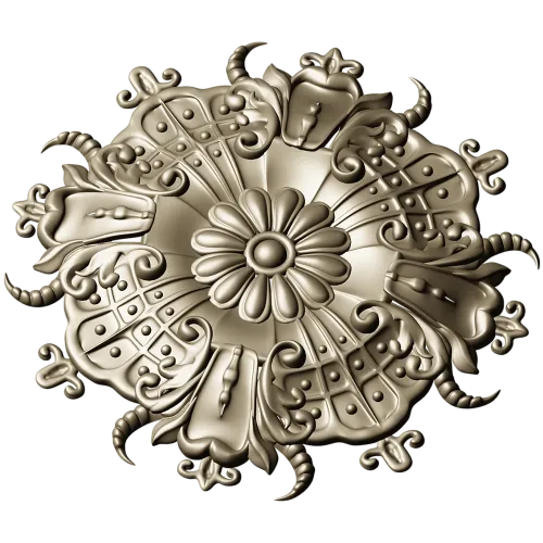 Ornate Floral Rosette STL for CNC Carving