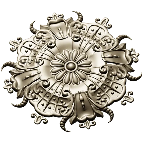 Ornate Floral Rosette STL for CNC Carving