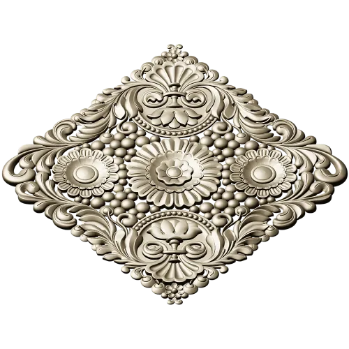 Diamond Baroque Rosette - STL 3D model for CNC routing