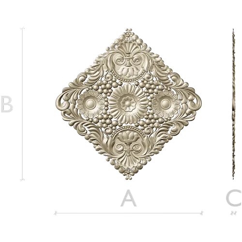 Diamond Baroque Rosette - STL 3D model for CNC routing