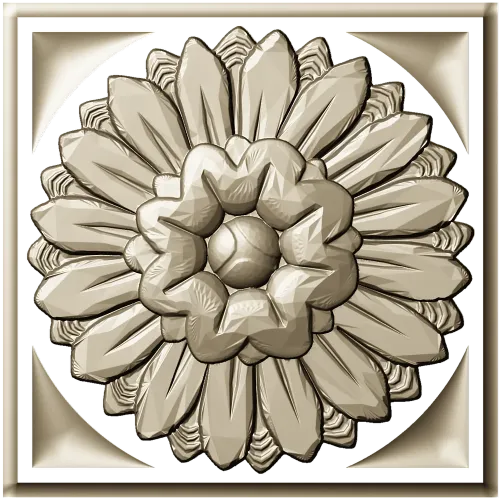 Sunburst square rosette STL 3D model for CNC