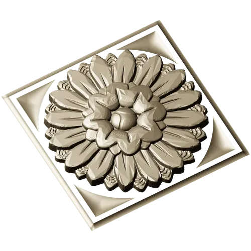 Sunburst square rosette STL 3D model for CNC