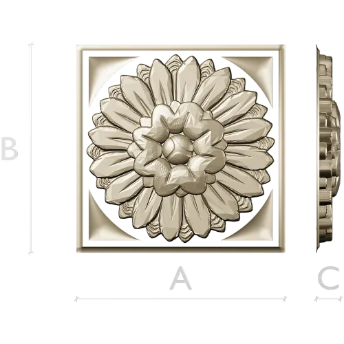 Sunburst square rosette STL 3D model for CNC