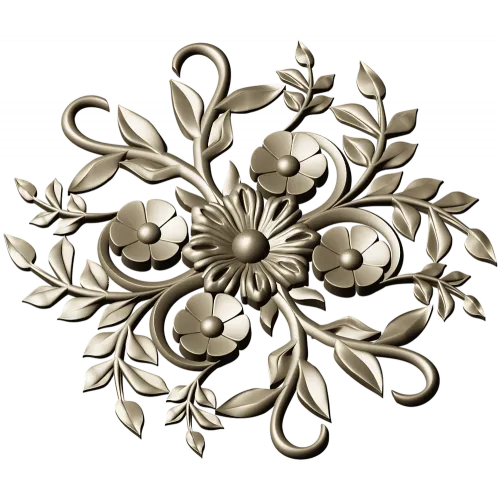 Floral Sunburst Rosette - STL 3D model for CNC