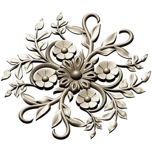 Floral Sunburst Rosette - STL 3D model for CNC