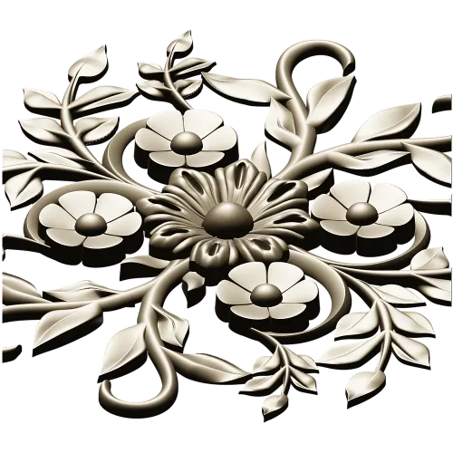 Floral Sunburst Rosette - STL 3D model for CNC
