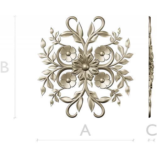 Floral Sunburst Rosette - STL 3D model for CNC