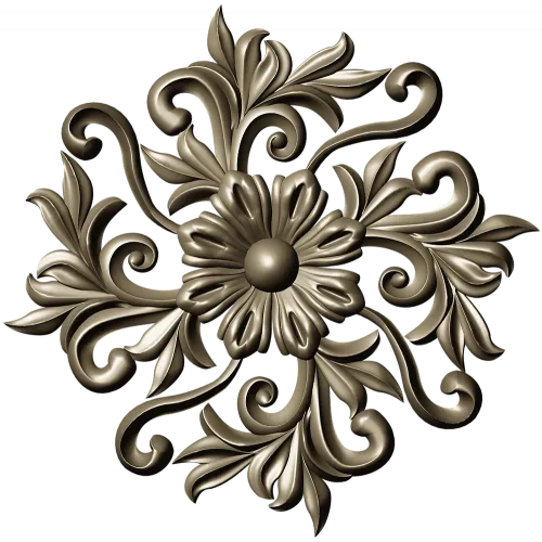 Florentine Bloom Rosette - detailed STL 3D model for CNC milling