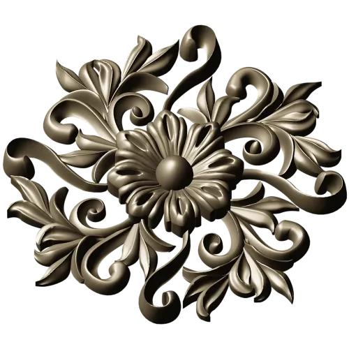 Florentine Bloom Rosette - detailed STL 3D model for CNC milling