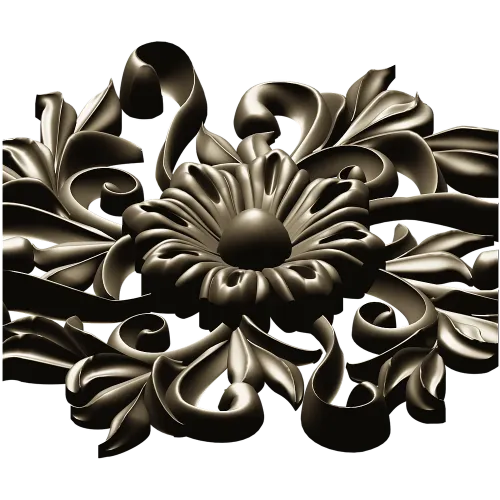Florentine Bloom Rosette - detailed STL 3D model for CNC milling