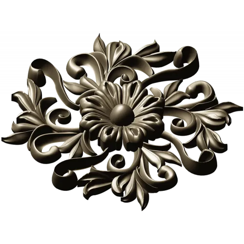 Florentine Bloom Rosette - detailed STL 3D model for CNC milling
