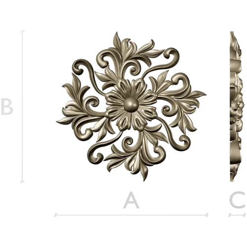 Florentine Bloom Rosette - detailed STL 3D model for CNC milling