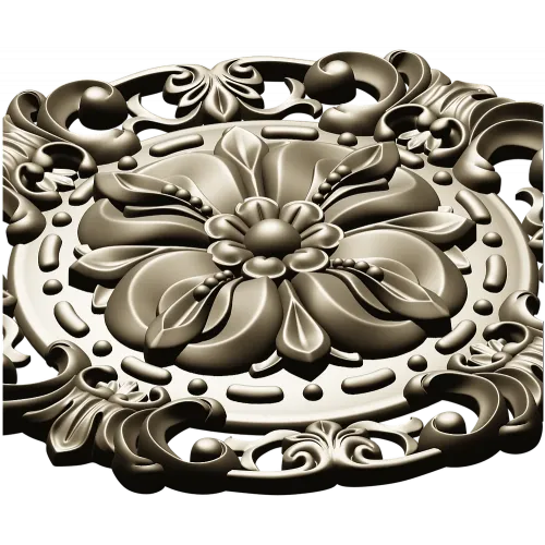 Baroque Floral Rosette STL for CNC