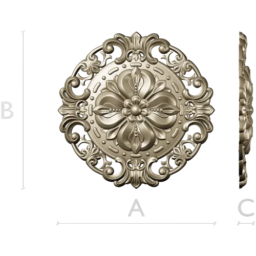 Baroque Floral Rosette STL for CNC