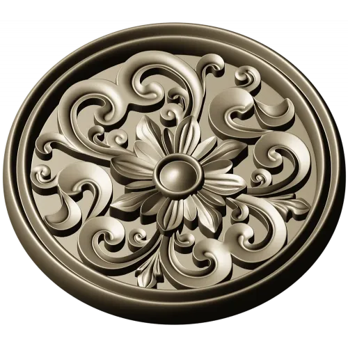Round Floral Rosette STL 3D Model for CNC Carving
