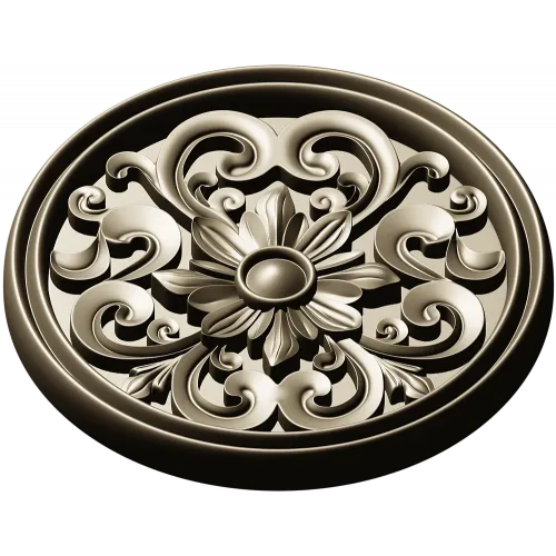Round Floral Rosette STL 3D Model for CNC Carving