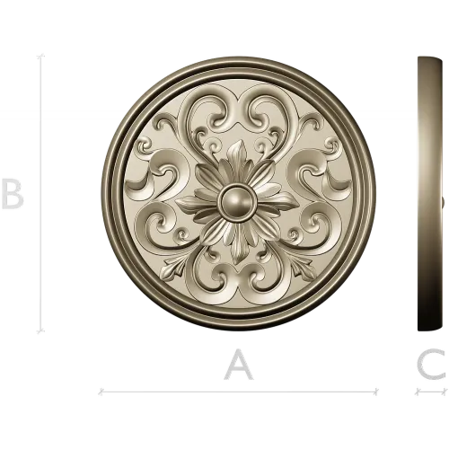 Round Floral Rosette STL 3D Model for CNC Carving