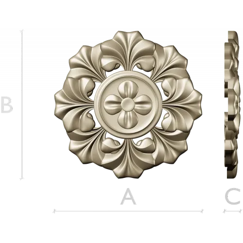 Classic Floral Rosette STL for CNC Carving