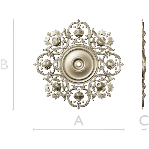 Baroque Floral Rosette - STL 3D Model for CNC