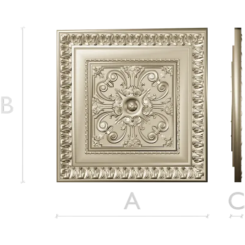 Florentine Square Rosette - STL 3D model for CNC carving
