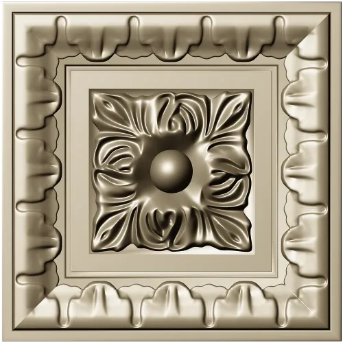 Square Floral Rosette STL for CNC Milling