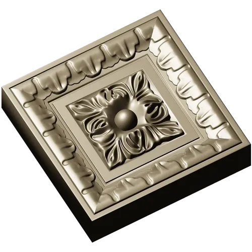 Square Floral Rosette STL for CNC Milling