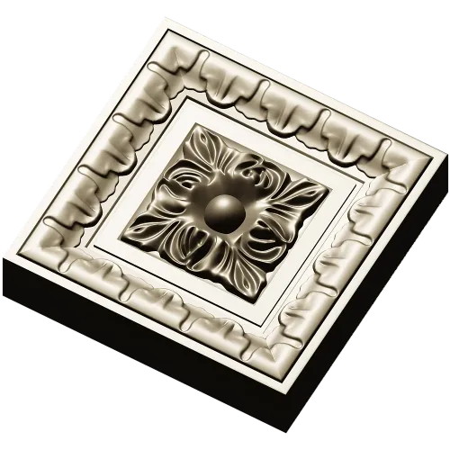 Square Floral Rosette STL for CNC Milling