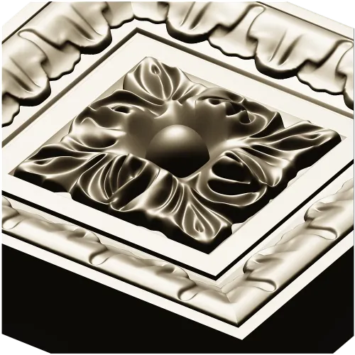 Square Floral Rosette STL for CNC Milling