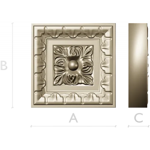 Square Floral Rosette STL for CNC Milling