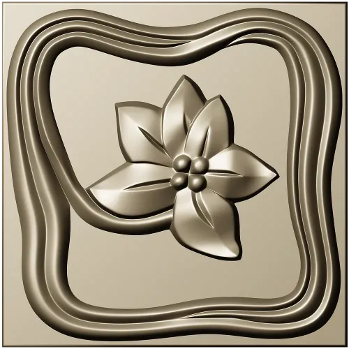 Square Floral Rosette - STL 3D Model for CNC