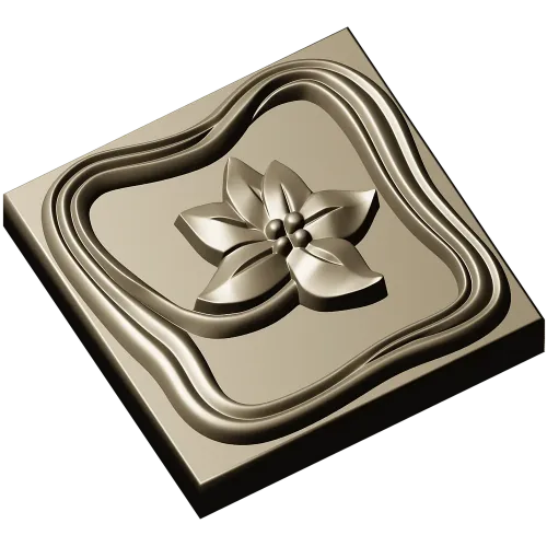 Square Floral Rosette - STL 3D Model for CNC