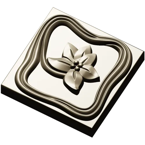 Square Floral Rosette - STL 3D Model for CNC