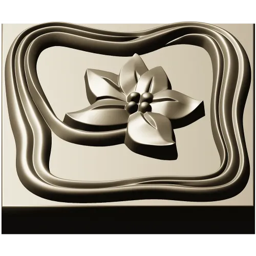 Square Floral Rosette - STL 3D Model for CNC