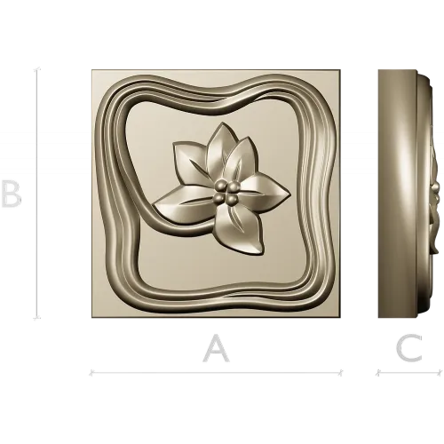 Square Floral Rosette - STL 3D Model for CNC
