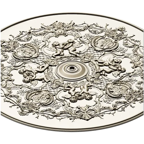 Rococo Cherub Ceiling Rosette STL Model for CNC