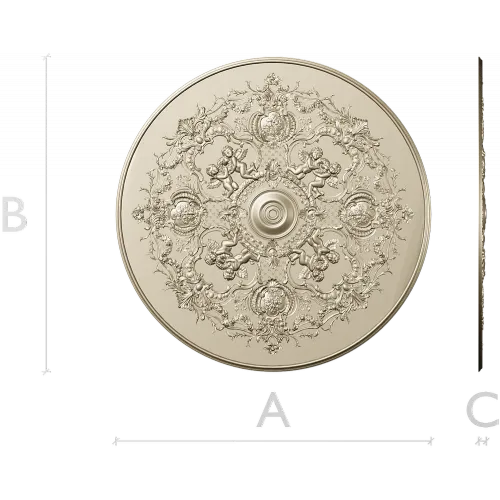 Rococo Cherub Ceiling Rosette STL Model for CNC