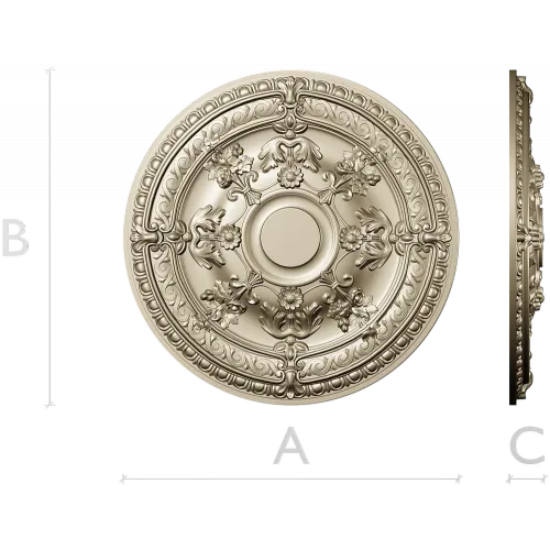 Baroque Floral Ceiling Rosette - STL 3D Model for CNC
