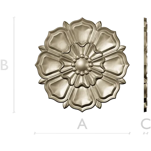 Decorative Floral Rosette STL for CNC - High Relief 3D Model