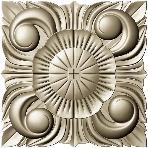 Square Floral Rosette STL for CNC