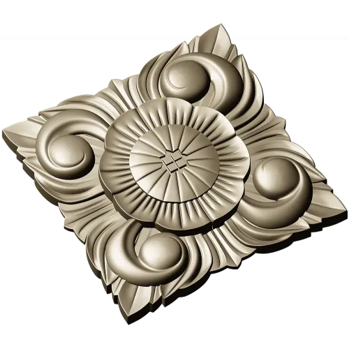 Square Floral Rosette STL for CNC