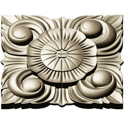 Square Floral Rosette STL for CNC